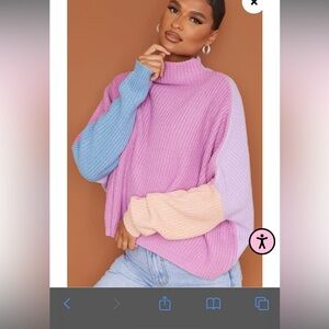 PRETTY LITTLE THING COLORBLOCK OVERSIZED SWEATER